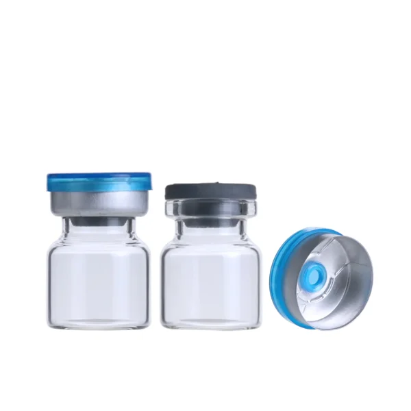 Three sealed Research Water vials with blue flip caps